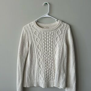 J. Crew Cream Cable Knit Crew Neck Sweater